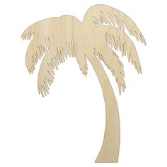 a wooden cutout of a palm tree