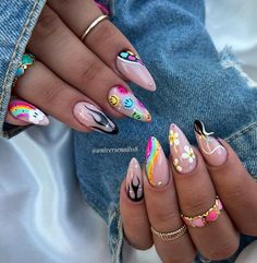 Nail Designs For Vacation, Rave Nails, Crazy Nail Designs, Summer Nail Designs, Goth Nails