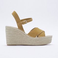 Zara Genuine Suede Leather & Jute Wedges Tan New With Tags ** Runs True To Size ** Beautiful Espadrilles With Jute Wedge Heel. Genuine Suede Leather Upper In A Warm Tan Color. Topstitching Detail. Wide Crossed Front Straps + Ankle Straps. Gold Metal Buckle Fastening. Airfit Technical Insole Foam For Comfort. Heel Height = 3.7” Us 7.5 = Eu 38 Us 10 = Eu 41 Brown Suede Wedge Sandals For Spring, Summer Beige Suede Espadrilles, Beige Suede Espadrilles For Summer, Chic Summer Suede Espadrilles, Beige Suede Espadrilles For Vacation, Brown Suede Espadrilles For Vacation, Summer Beige Leather Espadrilles, Brown Suede Open Toe Espadrilles, Leather Espadrilles For Summer Day Out