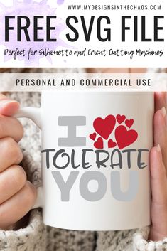 a person holding a coffee mug with the text free svg file