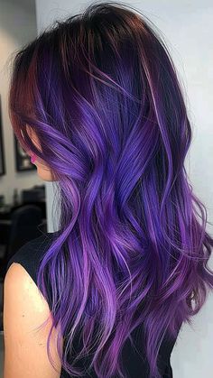 Purple Passion: 25 Purple Hair Colors for a Stunning Transformation Rainbow Balayage, Balayage Ideas, Purple Ombre Hair, Color Balayage, Caramel Highlights, Brunette Balayage Hair, Popsugar Beauty, Hair Balayage