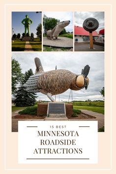 the minnesota roadside attractions are featured in this postcard