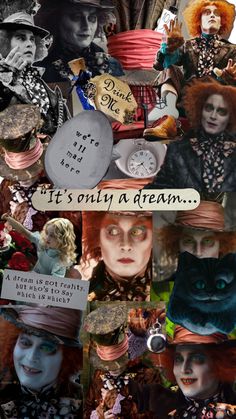 the collage has many different pictures and words on it, including an image of a cat