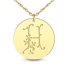 Effortlessly add a personal touch to any outfit with this personalized initial disc pendant necklace. Made in responsibly sourced Sterling Silver, 10K or 14K Rose, White, or Yellow Gold for everyday wear with proper care. Adjustable Chain Length: 16 in. + 2 in. Chain Width: 1.25 mm Pendant Diameter: 14 mm Font: Script Character Limit: 1 Initial Monogram Initial Necklace For Mother's Day, 14k Gold Round Initial Necklace, Elegant Round Disc Initial Necklace For Personalized Gift, 14k Gold Monogram Initial Round Pendant Necklace, Yellow Gold Initial Necklace With Round Pendant, Mother's Day Yellow Gold Initial Necklace, Elegant Personalized Initial Pendant Coin Necklace, Elegant Personalized Coin Necklace With Initial Pendant, Personalized Yellow Gold Round Initial Necklace