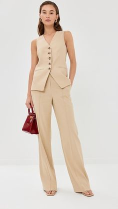 Veronica Beard Liff Vest | Shopbop Tailored Linen Classic Pantsuit, Linen Pantsuit With Notch Lapel For Office, Summer Workwear Pantsuit With Buttons, Summer Business Casual Pantsuit With Notch Lapel, Elegant Linen Pantsuit With Pockets, Classic Summer Workwear Pantsuit, Tailored Summer Pantsuit For Business Casual, Summer Business Casual Pantsuit With Pockets, Summer Notch Lapel Pantsuit For Workwear