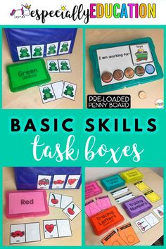 the basic skills for teaching children to read and write their own words with these simple task boxes