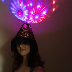 This handmade lampshade hat is a one of a kind, meme cuisine original! This funny and unique LED costume hat makes the perfect accessory for raves, festivals, costume parties, and more. This novelty hat comes with a built in LED disco ball light. This sound activated party light is attached to the top of the bucket hat via velcro, so it is removable. It is lightweight and comfortable, and shines through the fabric of the hat. It projects rainbow patterns onto the ceiling, and changes to the beat Funky Adjustable Party Hats, Adjustable Costume Hats And Headpieces For Parties And Festivals, Rave Halloween Party Costume Accessories, Adjustable Costume Hats And Headpieces For Festivals, Rave Style Halloween Party Costume Hats And Headpieces, Novelty Light-up Costume Accessories For Party, Festival Hats For Party, Kind Meme, Lampshade Hat