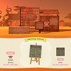 an animal crossing game with animals and signs on the screen, as well as other items