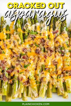 baked asparagus with cheese and bacon on top