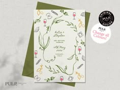 a card with the words change all colours on it and an image of scissors, flowers,