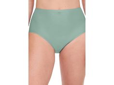 Chantelle Soft Stretch Brief - Women's Underwear : Laurel Green : Experience luxurious style with the ultimate level of comfort when you adorn the Chantelle Soft Stretch Brief. Brief crafted from a four-way stretch blend of polyamide and elastane. High-rise waist crafted from a fused stretch fabrication. Full rear coverage. Sewn-in cotton gusset. Style #2647. Body: 80% polyamide, 20% elastane, Gusset: 100% cotton. Machine wash cold and dry flat. Imported. Measurements: Waist Measurement: 20 in O Shaping Solid Color Elastane Bottoms, Fitted Elastane Swimwear With Elastic Waistband, Stretch Swimwear With Wide Waistband, Fitted Solid Color Soft Touch Bottoms, Fitted Solid Color Bottoms With Soft Touch, Green Comfort Stretch Bottoms, Green Comfort Stretch Elastane Bottoms, Elegant Full Coverage Bottoms For Summer, Spring Seamless Compressive Bottoms