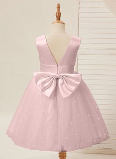 Ball-Gown/Princess Satin Tulle Knee-length Toddler Flower Girl Dress Dusty Rose / 12M Product Code: 227576         Embellishment: Beading,Bow             Fabric: Tulle,Satin             Silhouette: Ball-Gown/Princess             Neckline: Scoop Neck             Sleeve: Sleeveless             Hemline/Train: Knee-length             Back Style: Back Zip,V Back Flower Girl Dresses Knee Length, Straight Wedding Dresses, White Knee Length Dress, Bow Fabric, Toddler Flower Girls, Gown Princess, Ball Gowns Princess, Toddler Flower Girl Dresses, Satin Tulle