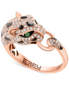 in stock Panther Ring, Panther Head, Head Ring, 1 Rose, Black Rhodium, Rose Gold Jewelry, Statement Ring, Gold Black, Panther