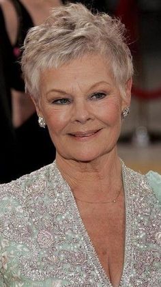 Dame Judy Dench Hair, Judy Dench Hair Pixie Cuts, Judi Dench Haircut, Short Spiked Hair, Spiked Hair