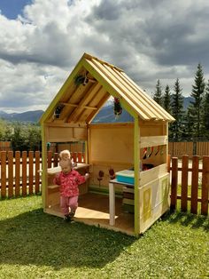 Open Playhouse, Dayhome Activities, Wooden Play Structures, Shed Playhouse, Backyard Play Spaces, Toddler Playhouse, Backyard Kids Play Area, Build A Playhouse