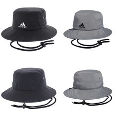 Adidas Adjustable Casual Bucket Hat, Adidas Casual Adjustable Bucket Hat, Sporty Adjustable Bucket Hat, Spring Sports Hat With Wide Brim, Spring Sports Bucket Hat, Wide Brim Sports Hat For Spring, Adidas Sports Hat With Curved Brim, Adidas Sporty Hat With Curved Brim, Adjustable Sporty Bucket Hat