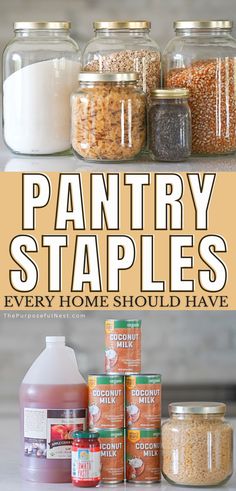 an image of pantry staples with text overlay that reads pantry staples every home should have