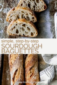 a loaf of sourdough baguettes sitting on top of a table