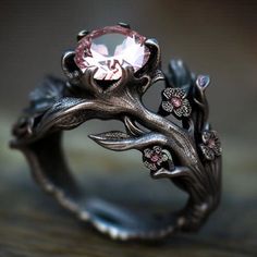 Cherry Blossom Engagement, Flower Engagement, Twig Engagement Ring, Cute Engagement Rings, Flower Engagement Ring, Magical Jewelry, Dream Engagement Rings, Types Of Gemstones, 판타지 아트