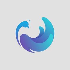 an abstract logo with blue and purple waves