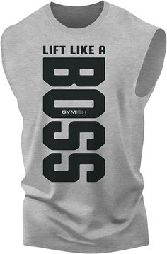 012. Lift Like A BOSS Funny Workout Muscle Tank Top for Men Heather Grey T-Shirt GYMISH LIFESTYLE Fitted Sleeveless Sports T-shirt, Fitted Sleeveless Athleisure T-shirt, Sleeveless Cotton Sports Top, Stretch Sleeveless Vest With Graphic Print, Moisture-wicking Sleeveless Muscle Tee, Moisture-wicking Sleeveless Tank Top, Fitted Sleeveless T-shirt For Workout, Sleeveless Graphic T-shirt For Sports Events, Sporty Sleeveless T-shirt For Sports Events