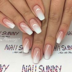 Unhas Square French Gel Nails, Full Set Nails, Ombre Acrylic, 2023 Nails, Bridal Nail Art, Nail Art Wedding, Bride Nails