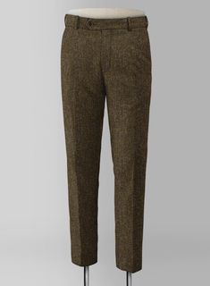 Cool, relaxed, crisp, comfortable, our Haberdasher Mustard Brown Tweed Pants look effortlessly stylish wherever worn. Crafted from pure wool, the pants exude quiet confidence, making them perfect for a multitude of occasions, from weddings to board meetings. In a subtly herringbone textured and rusted fabric, you can be sure you are making the right choice whenever you take it from your wardrobe. 
 
Look Includes   Haberdasher Mustard Brown Tweed Fabric   Cross Pocket  Flat Front  Two Welted Bac Brown Tweed Suit, Herringbone Texture, Fabric Cross, Quiet Confidence, Tweed Pants, Tweed Suit, Brown Tweed, Tweed Suits, Button Jacket