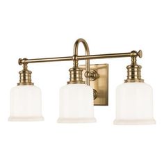 three light bathroom fixture in an antique brass finish