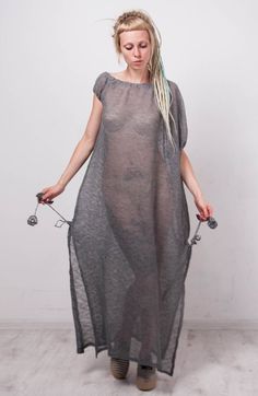 Maxi Crochet Dress Knit Maxi grey Dress Maxi Beach Lacy Dress oversize asymmetric Dress linen beach Gray Long Summer Dress, Long Gray Summer Dress, Bohemian Gray Maxi Dress For Summer, Vintage Beachwear, Beach Long Dress, Asymmetric Dress, Dress Knit, Long Beach Dress, Dress Linen