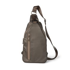 a gray sling bag on a white background