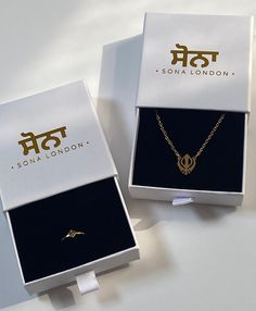 Shop our iconic 18k Gold Fateh necklace and dainty Fateh ring as a matching set. Both pieces symbolise the sikh symbol - the Khanda and are constructed from stainless steel making them lightweight, tarnish-free and water-resistant. The necklace is a unisex piece that can be adjusted to suit your style, whether that is a choker necklace or as a lengthened chain. This has a chain length of 34cm + 8cm extender so can be worn how you prefer. 18k Gold Necklace, Desi Fashion, Gold Jewellery, Chain Length, Ring Set, Pendant Necklaces, Ring Sets, Jewelry Necklace Pendant, Gold Jewelry