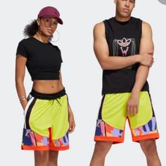 Nwt Unisex Adidas Basketball Shorts. They Have 2 Front Pockets And Bright Multicored Pattern. Rare!! Note: There Is Teeny Tiny Catch On Back Of Size Xl, From Where They Removed The Sensor. It Is Not Noticeable, See Last Pic. Athleisure Color Block Short Bottoms, Color Block Short Athleisure Bottoms, Summer Color Block Workout Shorts, Summer Workout Color Block Bottoms, Casual Color Block Workout Bottoms, Summer Color Block Workout Bottoms, Adidas Green Bottoms For Streetwear, Adidas Sportswear Shorts For Summer, Adidas Summer Sportswear Shorts