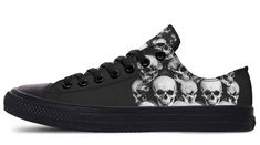 Skull Tower Low Top Vans, Loft Fashion, Converse Low, Converse Low Tops, Timeless Classic Style, Tops Black, Trendy Sneakers, Custom Shoes, Converse High Top Sneaker