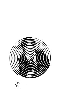 a black and white photo of a star in the middle of a spiral design on a white background