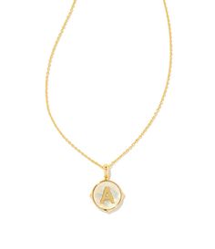 From Kendra Scott&#x2C; this necklace features: The Initial Gold Disc Pendant Necklace in Iridescent Abalone is a must-have layer. Featuring a reversible pendant&#x2C; this versatile necklace is designed to personalize your look and double your styling options.14k gold plated over brassIridescent abaloneLobster clasp closure w/ single adjustable sliding beadApprox. 16" chain +3" extenderImported. Material Highlight: Iridescent Abal Gold Disc, Disc Pendant, Accessories Jewelry Necklace, Abalone Shell, Dillard's, Kendra Scott, Jewelry Necklace Pendant, Jewelry Accessories, Initials