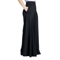 Black Pleated Wide Leg Long Pants Black Full-length Dress Pants For Office, Black Full Length Wide Leg Pants For Office, Black Wide Leg Full Length Pants For Office, High Waist Black Wide Leg Pants For Office, Black Wide-leg Pants For Office, Black Wide Leg Bottoms For Business Casual, High Waist Black Dress Pants With Pockets, Black High-waisted Wide Leg Pants For Business Casual, Black Wide Leg Dress Pants With Pockets