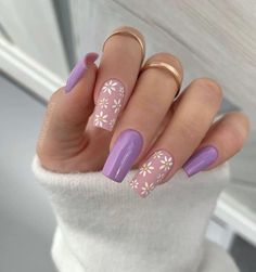 Unghie Sfumate, Lilac Nails, Purple Acrylic Nails, Spring Acrylic Nails, Purple Nail Designs, Lavender Nails, Short Acrylic Nails Designs, Short Acrylic Nails, Nail Arts