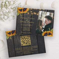 Idea for Elegant Wedding Wedding Invitation Flyer, Popular Wedding Invitations, Rustic Wedding Save The Dates, Rustic Sunflower Wedding, Beautiful Sunflowers, Country Barn Weddings, Sunflower Wedding Invitations, Budget Wedding Invitations, Invitation Flyer