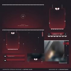 a set of red and black webpage design elements