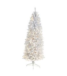 a white christmas tree with lights on it