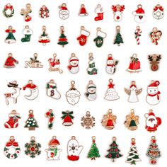 many different types of christmas ornaments on a white background