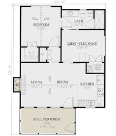 the floor plan for a home with two bedroom and one bathroom, including an attached garage