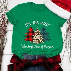 Welcome to our store   Great Christmas Shirt: Merry Christmas letters print, leopard plaid Christmas tree graphic print, v neck, short sleeve, must have for Christmas! Merry Christmas, happy holidays!  Not Cheap Looking: It is really cute and the fabric is soft and very stretchy. Cotton blend, super soft touch feeling, comfortable to wear. Hand wash, do not dry clean, not bleach.  Great Holiday Shirt: Perfect for wearing to Christmas get-togethers where it can get warm in a group of people. It i Cheap Casual Sweater With Letter Print, Cheap Cotton Shorts With Graphic Print, Cheap Plaid Tops With Letter Print, Cheap Holiday T-shirt With Letter Print, Cheap Letter Print Pants For Women, Casual Cheap Graphic Print Shorts, Comfortable Cheap Tops With Letter Print, Cheap Comfortable Letter Print Tops, Cheap Cotton Christmas Shirt