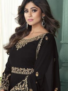 New Arrivals | Fresh Arrivals Indian Clothing - Buy at Inddus.com Long Anarkali Gown, Black Anarkali, Long Anarkali, Gown Suit