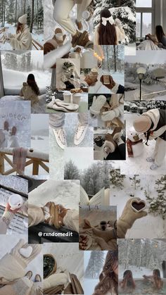 a collage of photos with people dressed in winter clothes