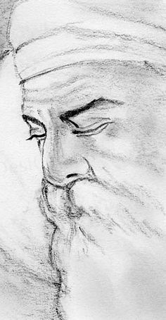 a pencil drawing of santa claus with his eyes closed