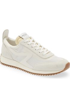 rag & bone Retro Runner Mesh Sneaker (Women) | Nordstrom Leather Running Shoes With Rubber Waffle Outsoles For Jogging, Leather Sneakers For Jogging, Modern Mesh Sneakers With Vibram Sole, Mesh Running Shoes With Perforated Toe Box For Errands, Mesh Sneakers With Perforated Toe Box And White Sole, White Textured Sole Sneakers For Jogging, Mesh Sneakers With Contrast Sole For Light Sports, Mesh Sneakers With Contrast Sole, Jogging Sneakers With Textured White Sole