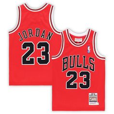 Your young Chicago Bulls fan can rep the GOAT with this Michael Jordan Hardwood Classics Authentic jersey from Mitchell & Ness. Its official design replicates the jersey MJ wore during the 1997/98 season, a timeless look that all basketball fans can appreciate. Not to mention its mesh design helps promote airflow for added comfort.Your young Chicago Bulls fan can rep the GOAT with this Michael Jordan Hardwood Classics Authentic jersey from Mitchell & Ness. Its official design replicates the jers Nba Bulls, Jordan Chicago, Michael Jordan Chicago Bulls, Nba Chicago Bulls, Jordan Red, Basketball Fans, Sports Uniforms, Tailored Design, Mesh Design