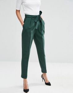 Peg Pants, Skirt Midi, Office Attire, Business Outfit, Green Pants, Work Wardrobe, Professional Outfits