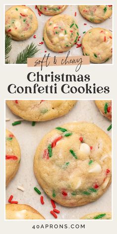 christmas confetti cookies with sprinkles on top and the title above it